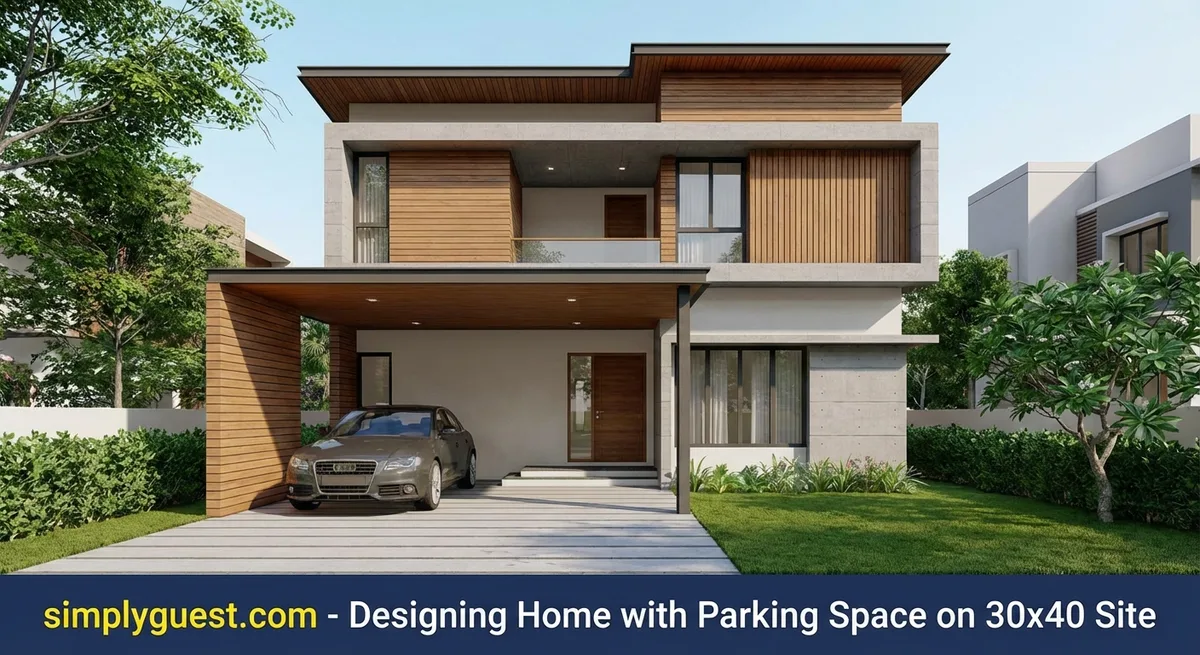 Modern home with parking on a 30x40 site